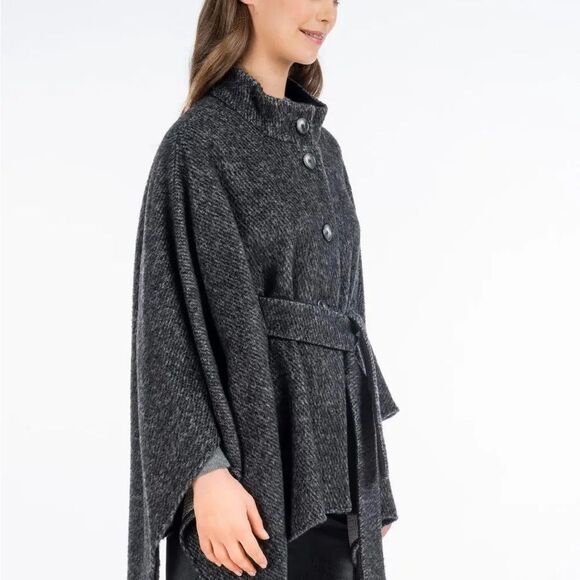 Blarney Woollen Mills Maggi Wool Cape Gray Black - O/S - NWOT - $298.00 - Picture 2 of 16